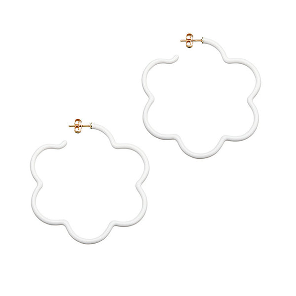 bea bongiasca 2 TONE LARGE FLOWER POWER EARRINGS IN WHITE
