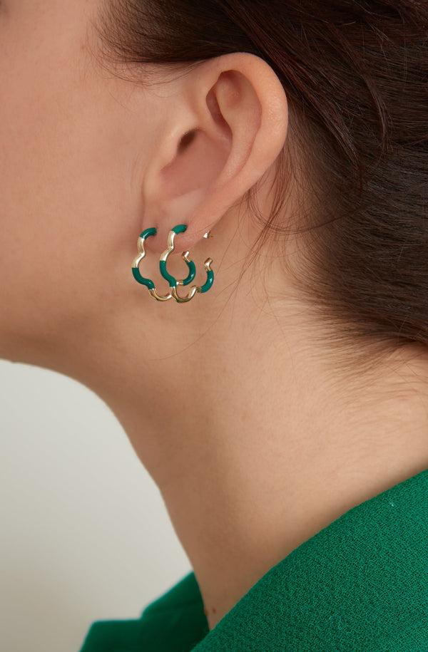 Bea Bongiasca B MINI GOLD AND EMERALD GREEN EARRINGS