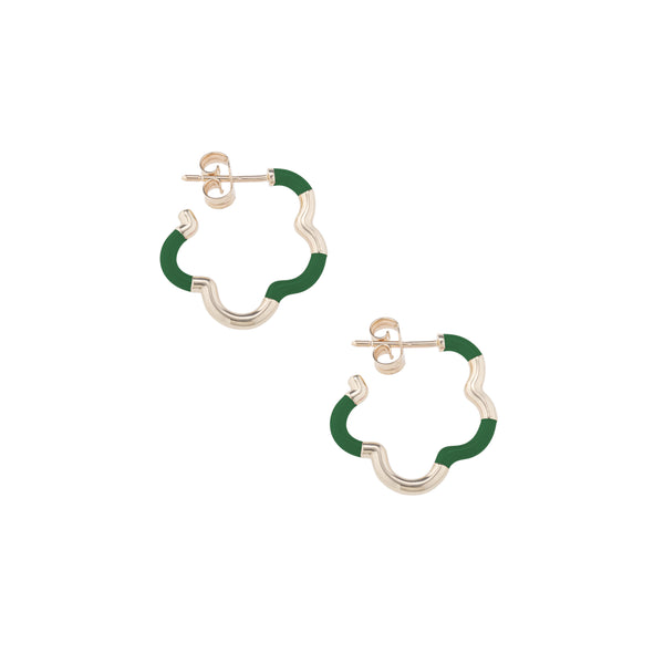 bea bongiasca B MINI GOLD AND EMERALD GREEN EARRINGS