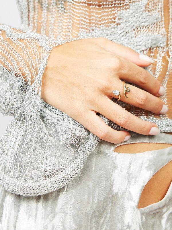 Bea Bongiasca BABY VINE RING WITH DIAMOND PAVÉ ~ IN DROP SHAPE