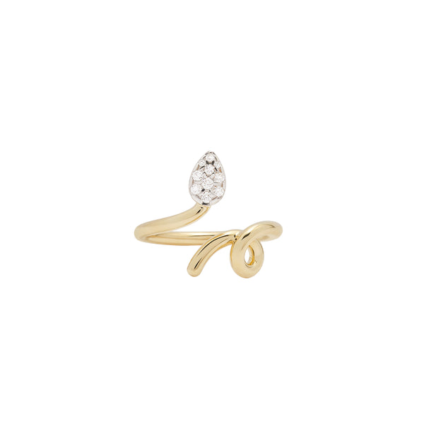 bea bongiasca BABY VINE RING WITH DIAMOND PAVÉ ~ IN DROP SHAPE
