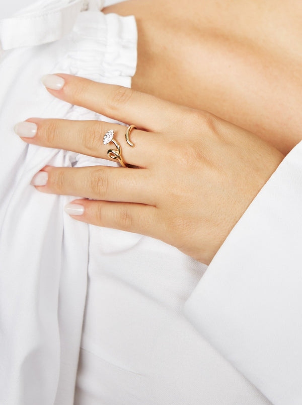 Bea Bongiasca BABY VINE RING WITH DIAMOND PAVÉ ~ IN MARQUISE SHAPE