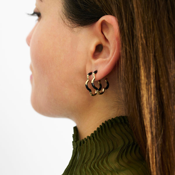 Bea Bongiasca B MINI GOLD AND BLACK EARRINGS