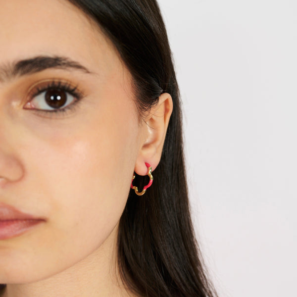Bea Bongiasca B MINI GOLD AND HOT PINK EARRINGS