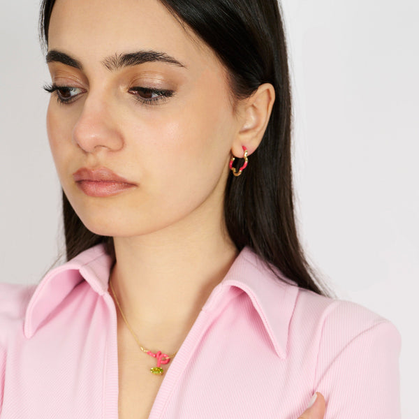 Bea Bongiasca B MINI GOLD AND HOT PINK EARRINGS