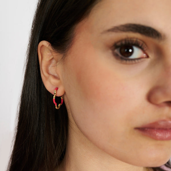 Bea Bongiasca B MINI GOLD AND HOT PINK EARRINGS