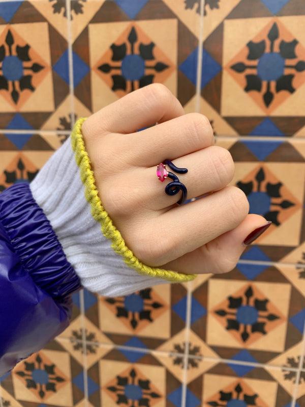 Bea Bongiasca BABY VINE RING ~ IN DARK NAVY