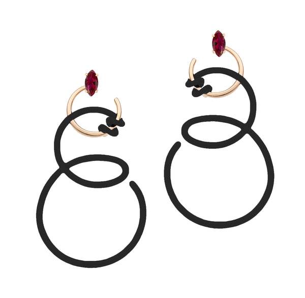 bea bongiasca DOUBLE CURL VINE EARRINGS ~ IN BLACK