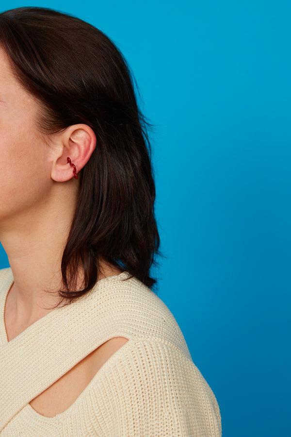 Bea Bongiasca FLOWER EAR CUFF ~ IN BURGUNDY