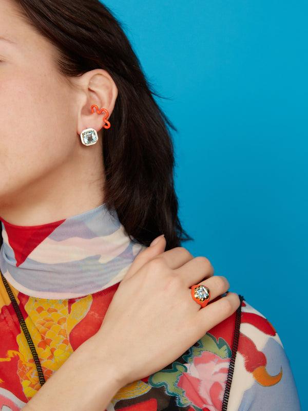 Bea Bongiasca FLOWER EAR CUFF ~ IN JAPANESE ORANGE