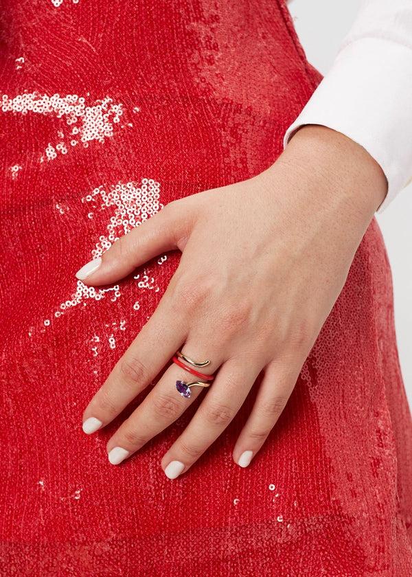 Bea Bongiasca LONG VINE RING ~ IN RED