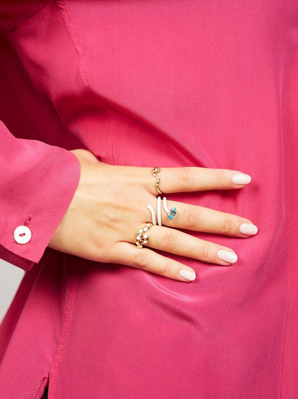Bea Bongiasca LOOPED VINE RING IN WHITE