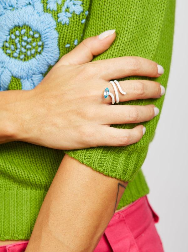 Bea Bongiasca LOOPED VINE RING IN WHITE