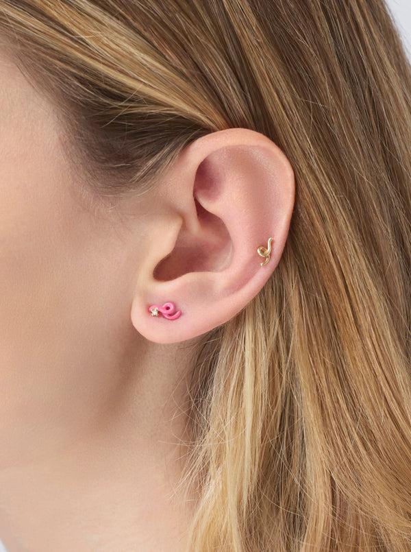Bea Bongiasca MINI LOOP SINGLE EARRING IN AZALEA