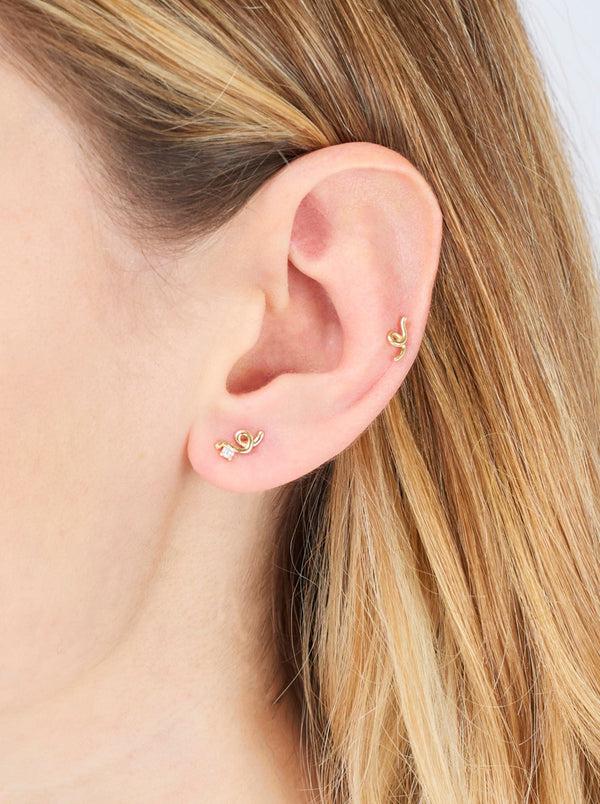 Bea Bongiasca ONE DIAMOND MINI LOOP SINGLE EARRING