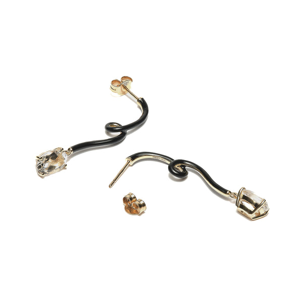 Bea Bongiasca OVAL VINE PENDANT EARRINGS ~ IN BLACK