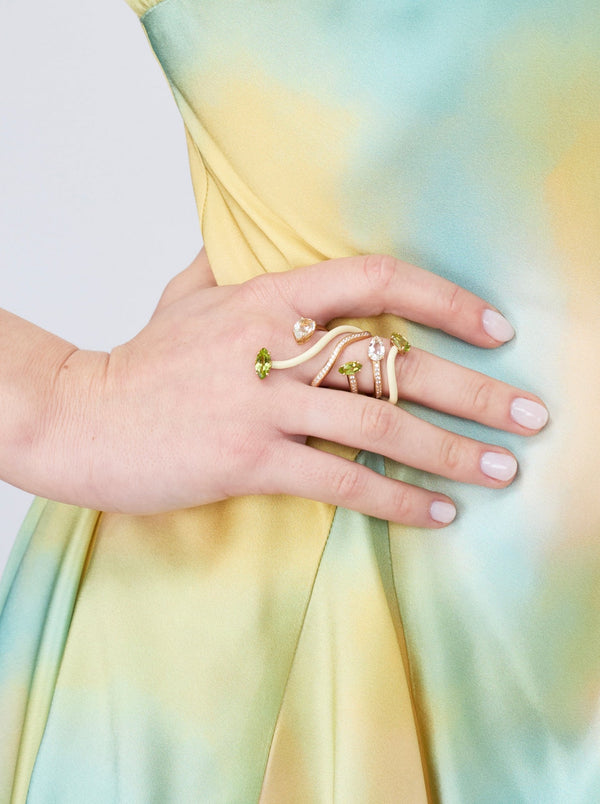 Bea Bongiasca VINE WRAPPED COCKTAIL RING ~ IN PANNA