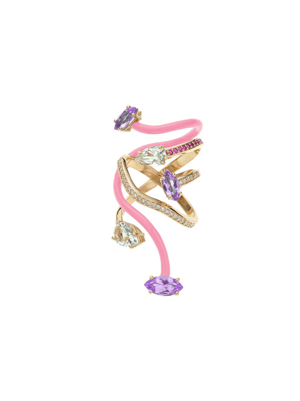 bea bongiasca VINE WRAPPED COCKTAIL RING ~ IN PINK