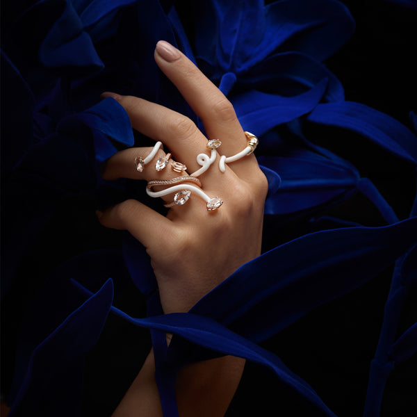 Bea Bongiasca VINE WRAPPED COCKTAIL RING ~ IN WHITE