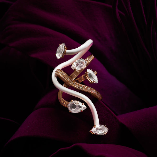 Bea Bongiasca VINE WRAPPED COCKTAIL RING ~ IN WHITE