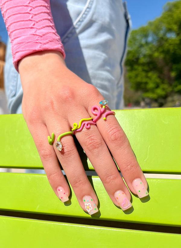 Bea Bongiasca WAVE STACKING RING ~ IN GREEN