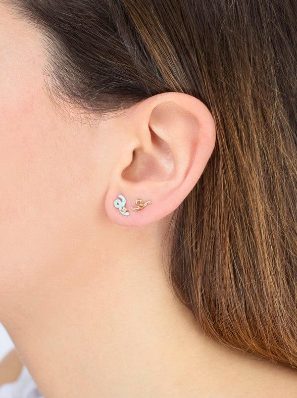 Bea Bongiasca MINI LOOP SINGLE EARRING IN BLUE IRIS
