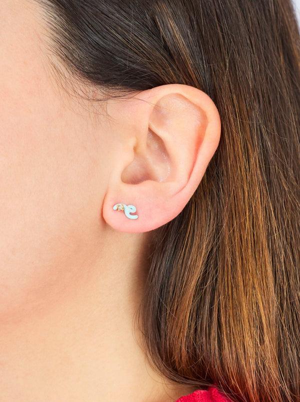 Bea Bongiasca MINI LOOP SINGLE EARRING IN BLUE IRIS