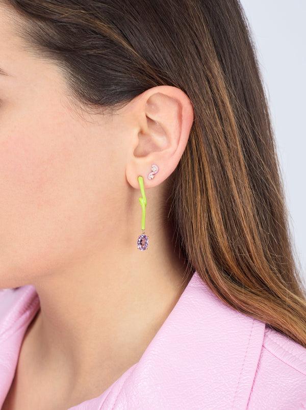Bea Bongiasca OVAL VINE PENDANT EARRINGS ~ IN LIME GREEN