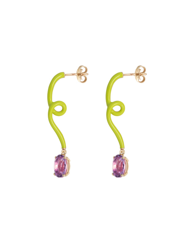 Bea Bongiasca OVAL VINE PENDANT EARRINGS ~ IN LIME GREEN