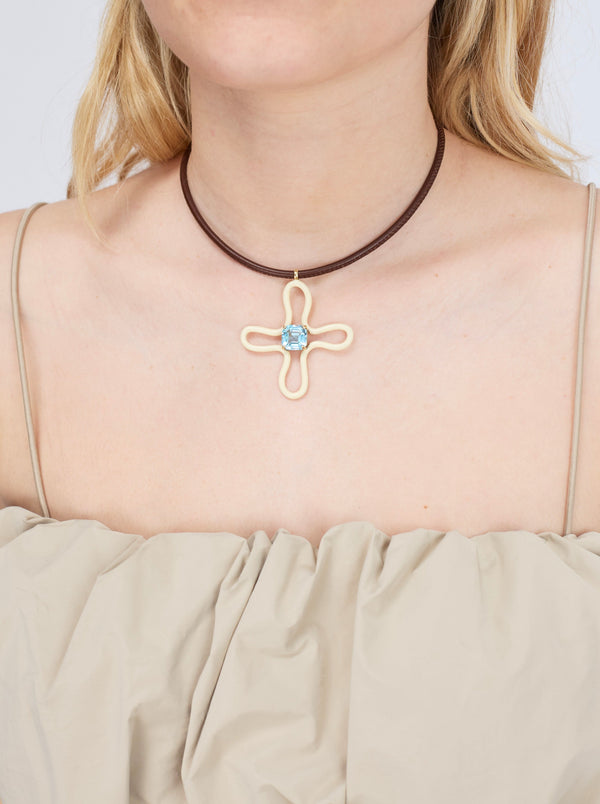 Bea Bongiasca POP CHOKER ~ WITH LUCKY FLOWER PENDANT IN PANNA