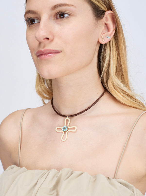 Bea Bongiasca POP CHOKER ~ WITH LUCKY FLOWER PENDANT IN PANNA