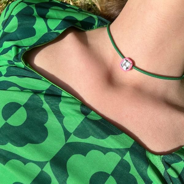 Bea Bongiasca POP CHOKER ~ WITH OCTAGON IN CANDY SETTING IN BUBBLEGUM PINK