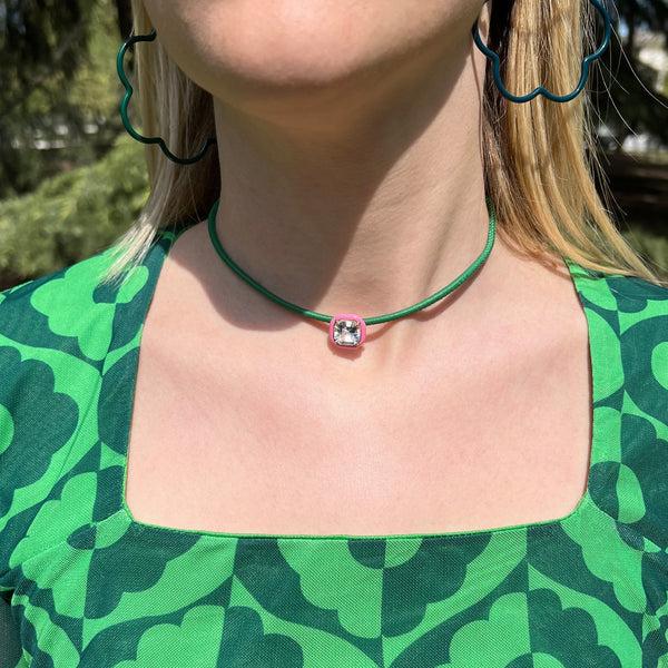 Bea Bongiasca POP CHOKER ~ WITH OCTAGON IN CANDY SETTING IN BUBBLEGUM PINK