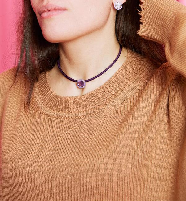 Bea Bongiasca POP CHOKER ~ WITH OCTAGON IN CANDY SETTING IN LAVENDER