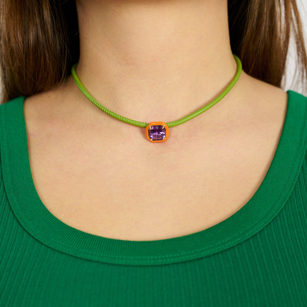 Bea Bongiasca POP CHOKER ~ WITH OCTAGON IN CANDY SETTING IN ORANGE