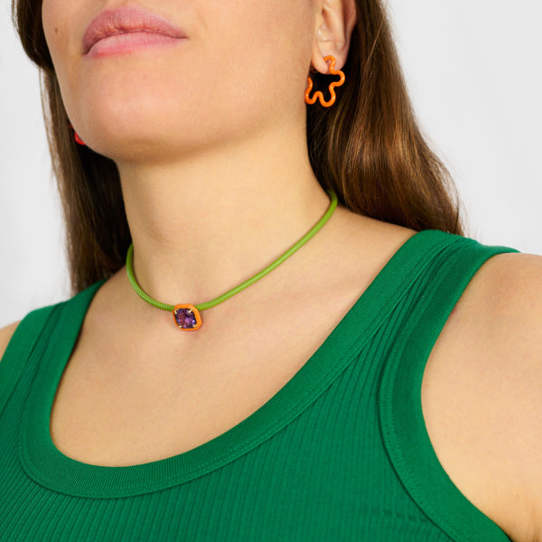 Bea Bongiasca POP CHOKER ~ WITH OCTAGON IN CANDY SETTING IN ORANGE