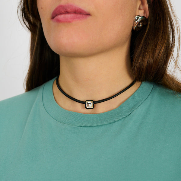 Bea Bongiasca POP CHOKER ~ WITH SQUARE IN CANDY SETTING IN BLACK