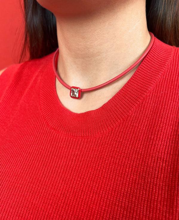 Bea Bongiasca POP CHOKER ~ WITH SQUARE IN CANDY SETTING IN RED
