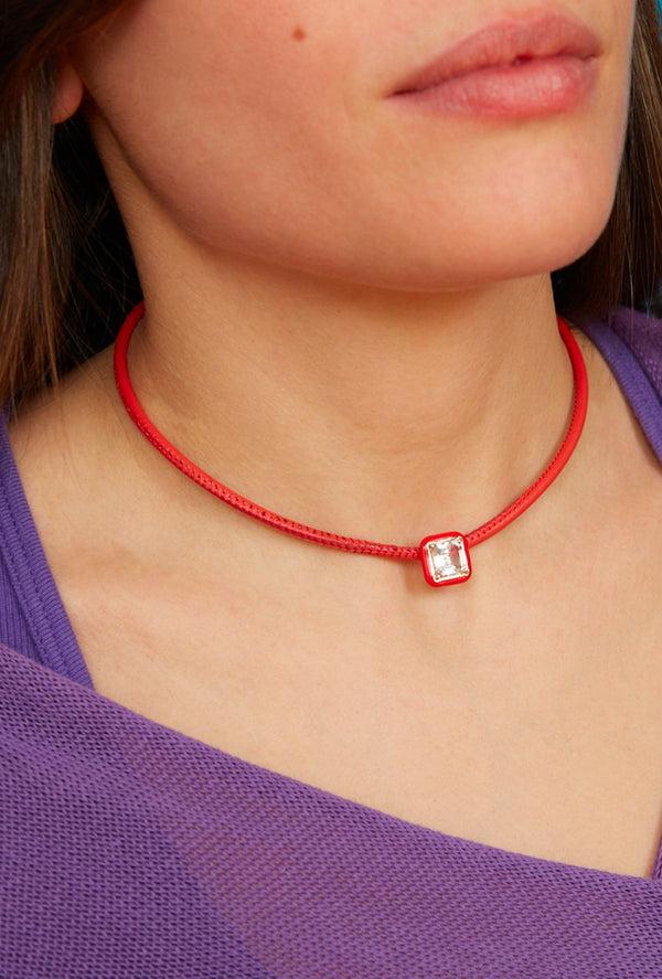 Bea Bongiasca POP CHOKER ~ WITH SQUARE IN CANDY SETTING IN RED