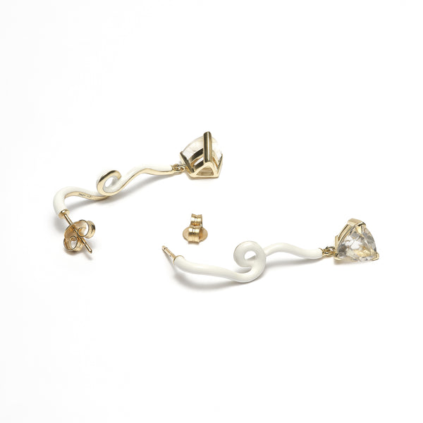 Bea Bongiasca TRILLION VINE PENDANT EARRINGS ~ IN WHITE