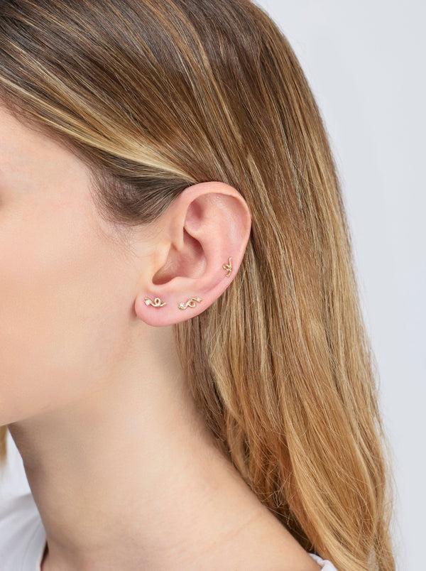Bea Bongiasca TWO DIAMONDS MINI LOOP SINGLE EARRING