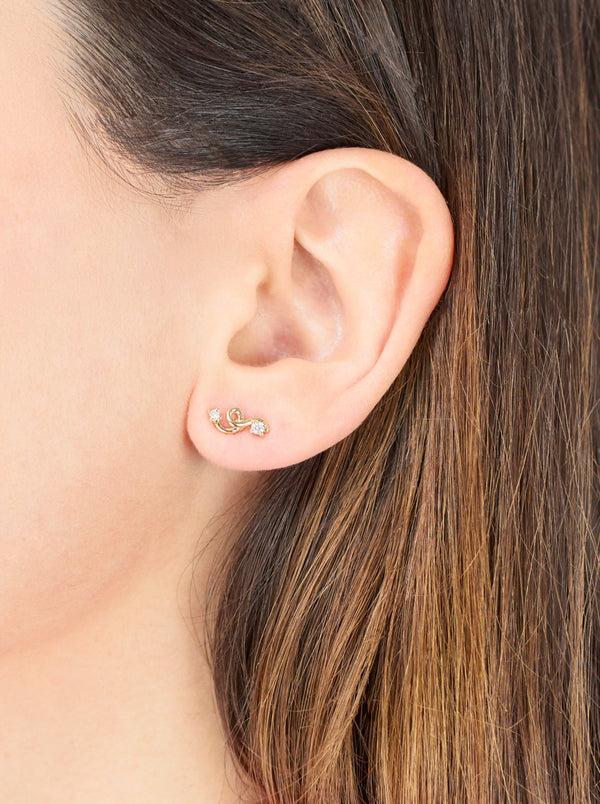 Bea Bongiasca TWO DIAMONDS MINI LOOP SINGLE EARRING