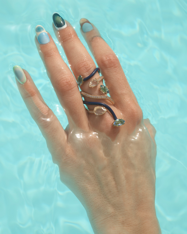 Bea Bongiasca VINE WRAPPED COCKTAIL RING ~ IN NAVY BLUE