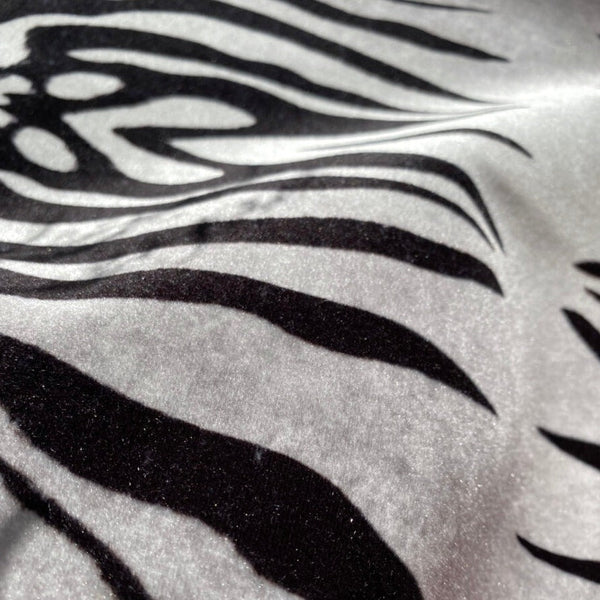 beau monde Avalana Bold Zebra Shimmer Velvet Fabric