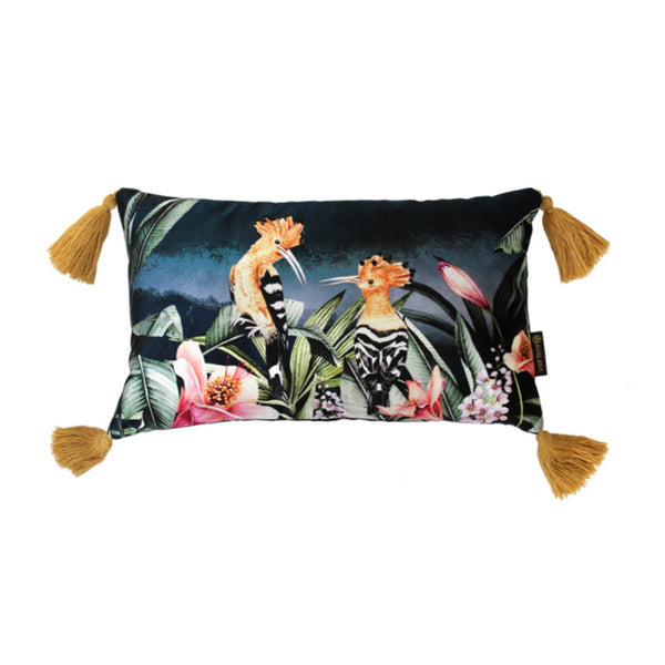 beau monde Avalana Courting Hoopoes Tassel Velvet Cushion