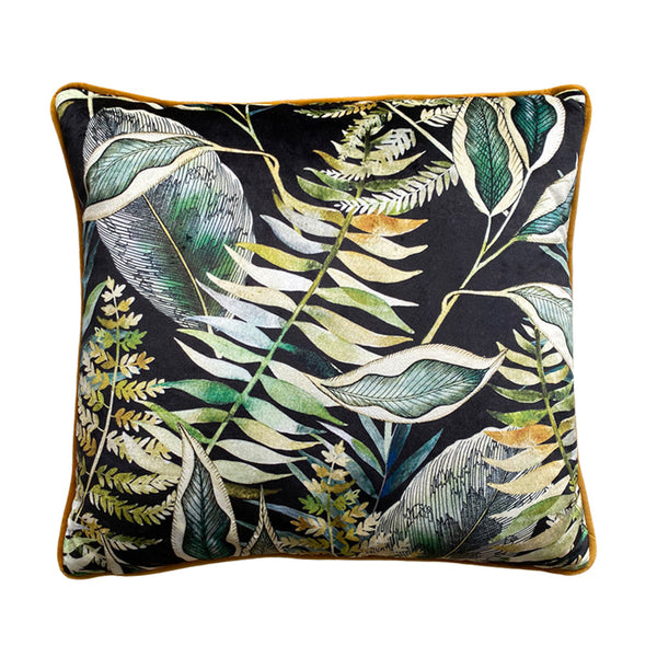Beau Monde Avalana Dark Tropics Piped Velvet Cushion