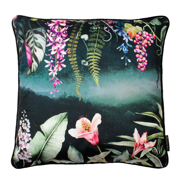 beau monde Avalana Floral Garden Piped Velvet Cushion