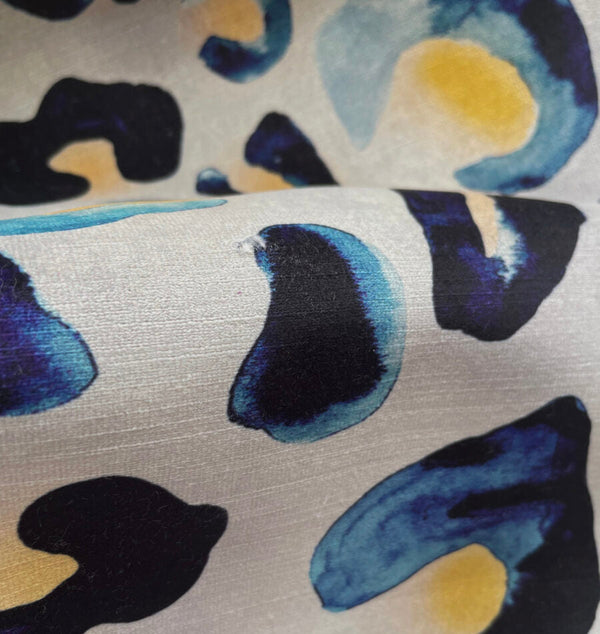 beau monde Avalana Inky Leopard Indigo Recycled Velvet Fabric