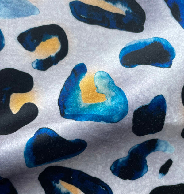Beau Monde Avalana Inky Leopard Shimmer Velvet Fabric Indigo