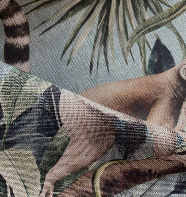 beau monde Avalana Leaping Lemur Natural Linen Fabric